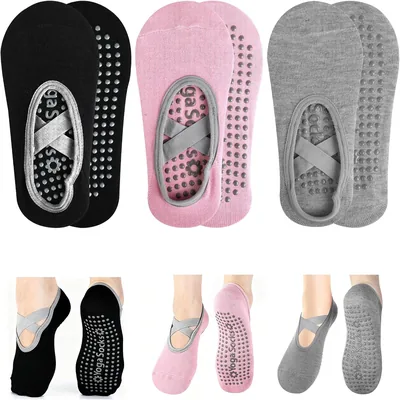 IMALPQPP Yoga Pilates Socks 3 Pairs Silicone Non-Slip