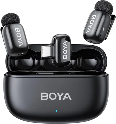 Microphone BOYA Mini pour iPhone 15/16/17 et Android 5G - 48KHz/24bit - Microphone sans fil Lavalier avec prise USB-C - Petit Lapel