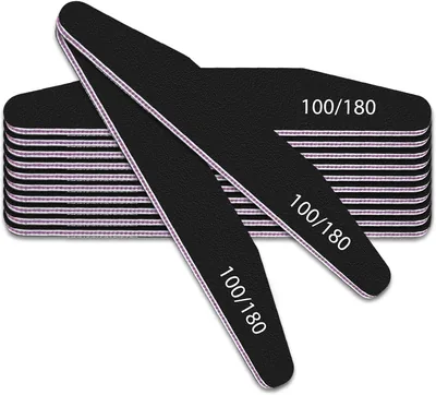 Fichier à ongles professionnel Elzle 100/180 double face lavable réutilisable pour manucure cosmétique salon de coiffure (Noir)