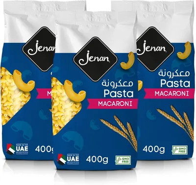 Jenan Macaroni Pasta 3 x 400 g | Save 47% Off