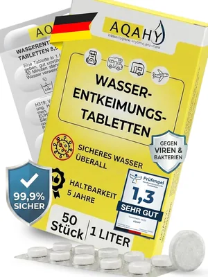 AQAHY Wasseraufbereitungstabletten - Trinkwasserbehandlung Aktiv | Wasserbehandlungstabletten für Wandern, Camping, Notfälle