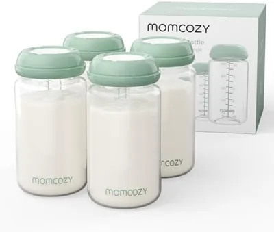 Momcozy Natural Baby Bottle, BPA Free, Wide-Neck Storage Bottle for Fridge & Milk Cooler