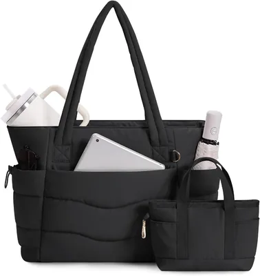 Women's 2-Piece Puffer Tote Bag - Best Deal
