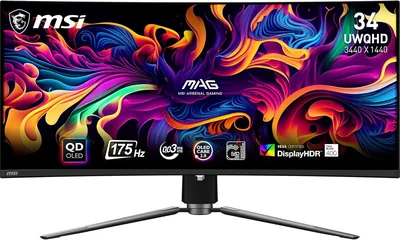 Écran de jeu courbé MSI MAG 341CQPA QD-OLED 34 pouces UWQHD - 1800R, Quantum Dot OLED 3440 x 1440, 175 Hz / 0.03 ms, 99% DCI - Meilleur Prix
