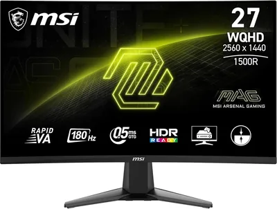 MSI MAG 27CQ6FA 27" Courbe Écran de Jeu FHD - Panneau VA Rapide 2560 x 1440 1500R, 180 Hz / 0.5ms (GtG, Min.), FreeSync AMD - Meilleur Prix