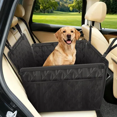 Looxmeer Siège Auto Pour Chien Extra Stable et Imperméable avec 8 Pôles, 4 Sangles de Fixation et Ceinture de Sécurité - Jusqu'à 26 kg pour Chiens de Toutes Tailles