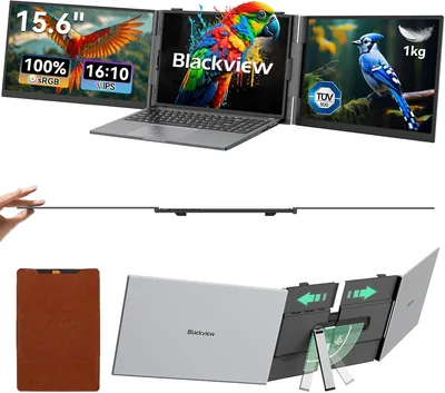 Blackview DCM8 Laptop Bildschirm Erweiterung 15.6 Zoll, 100% sRGB 1200p FHD, Ultra Dünnes, Low Blue Light Triple Monitor für