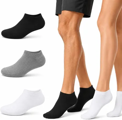 Kit 12 Pares de Meias Soquete Unissex, Algodão com Elastano e Poliéster, Cano Curto, Cores Branca, Preta e Cinza, Confortáveis
