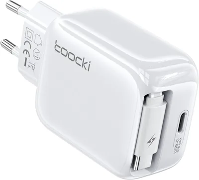 Toocki Ładowarka USB-C 30 W GaN Szybkie Ładowanie z Wysuwanym Kablem do iPhone 17/16/15/14 Pro Max, Galaxy S25/S24/S23, iPad - Najlepsza Cena!