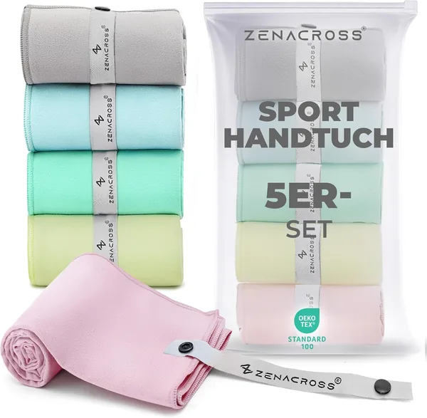 ZENACROSS Microfibre Sports Towels, Set of 5, 40 x 77 cm
