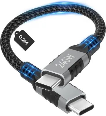Zestiq 240W USB C to USB C Cable [0.2m] - Fast Charging, Nylon Braided