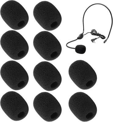 Bouclier anti-vent Wilcractk, paquet de 10 mousse microphonique noire, 30 x 22 x 8 mm, mousse haute densité pour casque micro
