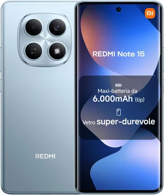 Xiaomi Redmi Note 15, Smartphone 6+128GB, Blu Glaciale, 6000mAh | Resistente all'Acqua, Fotocamera Super Sharp da 108MP, Schermo 6.77" FHD+
