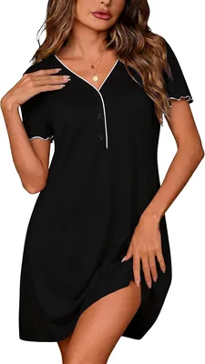 Marvmys Women's Soft Nightdress V-Neck Nightwear
