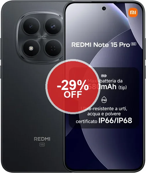 Xiaomi Redmi Note 15 Pro 5G, Smartphone 8+256GB, Batteria 6580mAh, IP66/IP68, Fotocamera 200MP, Display AMOLED 6.83