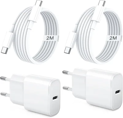 Chargeur rapide iPhone 17/16/15, 2 x 20W Charger USB C et câble Type C 2m - Meilleures affaires