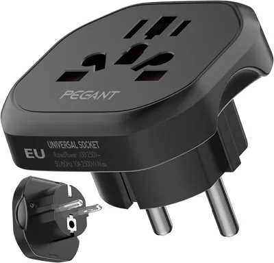 PEGANT World to EU Travel Adapter 2500W 10A, Type C Plug (Best Deal)