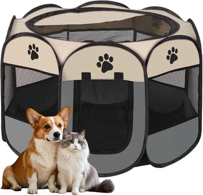 Corral para Mascotas Rantuia Plegable y Portátil, Impermeable de Tela Oxford para Perros Pequeños - 12% Off