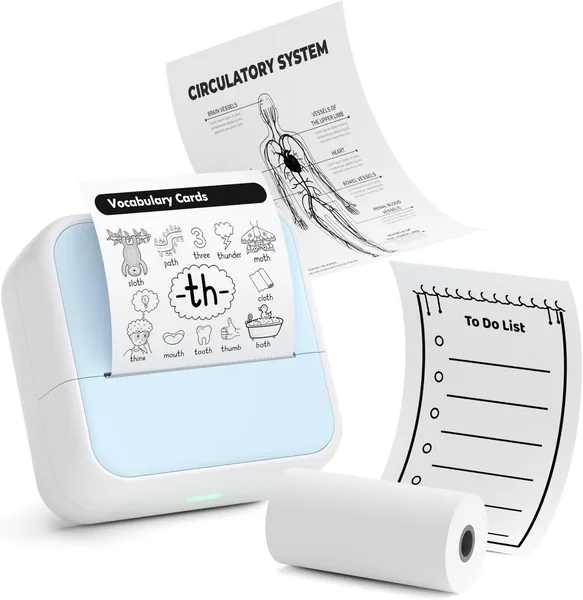 Mini Photo Printer Label Maker AI Image Enhancement Bluetooth Portable Thermal Printer, 6 x 1.4