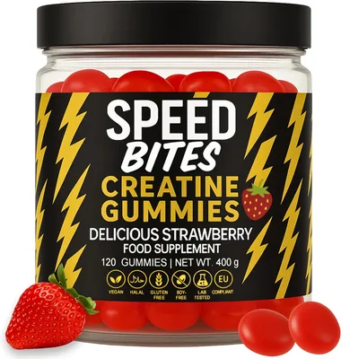 Speed Bites Creatine HCl Gummies - 1600mg Purer Creatine HCl per 5000mg Monohydrat - Vegan, Sugarfrit, Hög kvalitet