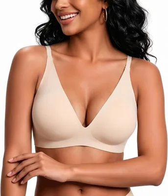 PoseFree Women Jelly Bra Deep V Wireless Bralette Best Deal