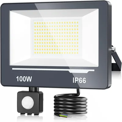 Spot lumineux extérieur TOPAUBUB 100W avec capteur 10000LM Ultra Lumineux 6500K Blanc Froid IP66 Étanche Extérieur - Meilleur Prix