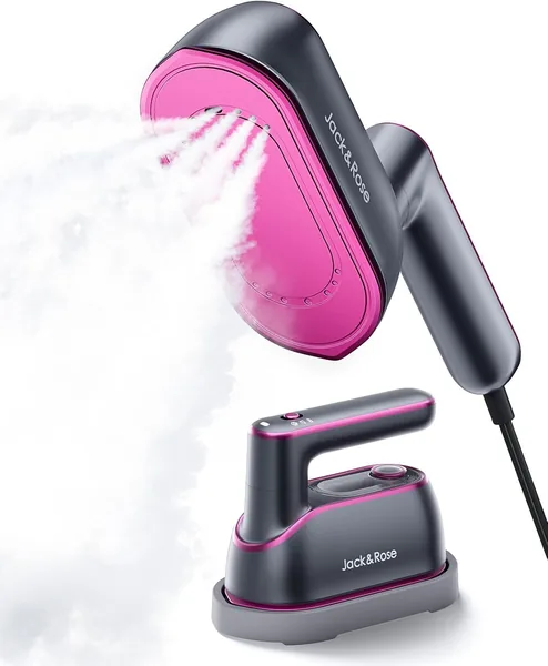 Jack Rose Steamer Clothes,8s Fast Heat-up Travel Steam Iron,Portable Clothing Steamer with Large Ceramic Heat Panel & 180 Degrees Rotating Handle