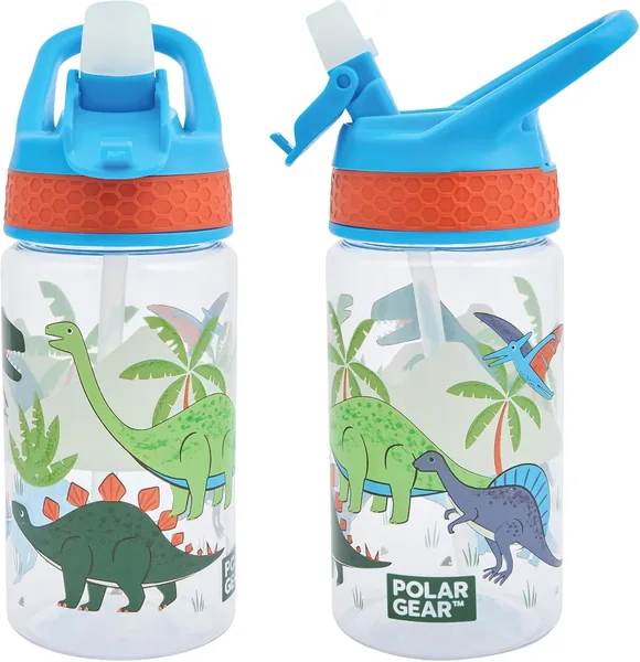 Polar Gear 430ml Kids Bottle with Easy Open Flip Cap - BPA Free, Spill-Proof Soft Spout, Secure Screw Cap Closure