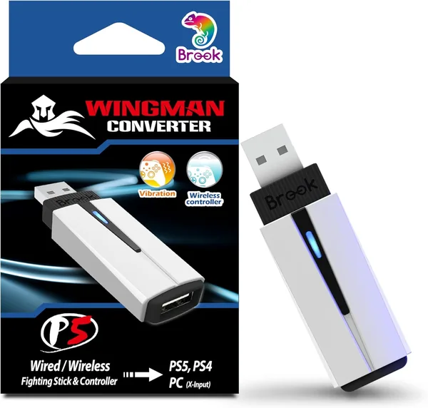 Brook Wingman P5 - P5 P4 PC Game Controller Converter, 10.5cm/Black-2-Pack