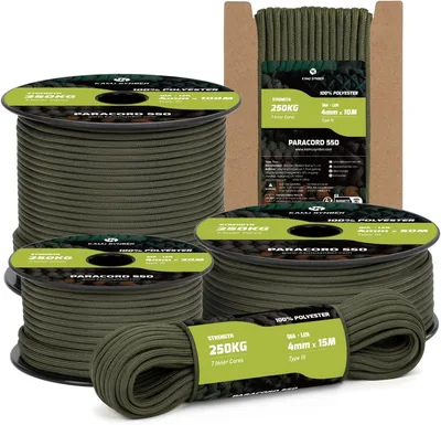 Kamu Synber Paracord 550 Typ III 4mm 10m 7-żyłowy 100% Poliester Sznurek Linka Idealny do Kempingu, Survivalu i Ekologii - Best Deal
