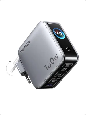 UGRENE Nexode Pro 160W Ładowarka USB-C - kompaktowy zasilacz GaN z 5 portami, wyświetlaczem Smart Display i sterowaniem dotykowym. Najlepsza cena!