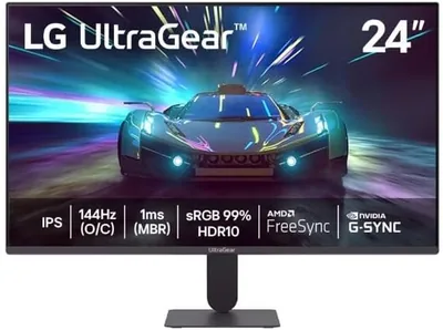Monitor LG UltraGear Gamer 24" IPS 144Hz (O/C) 1ms HDR10 G-SYNC FreeSync - Preto