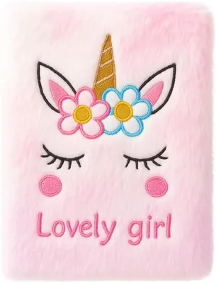 Unicorn Plush Notebook Cream Pink - Soft Journal with Embroidered Cover