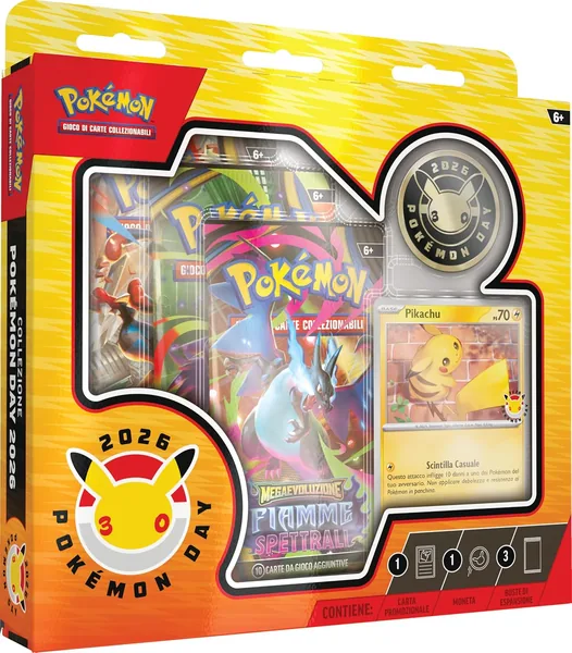 Pok mon Day 2026 Collection by GCC Pok mon (One Holographic Promo Card, One Coin and Three Expansion Envelopes)