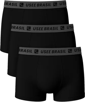 Kit com 3 Cuecas Boxer de Algodão Masculina Usee Brasil Premium