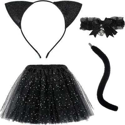 Animal Costume Set with Tutu Ear Headband Bow Tie Tail Paws Halloween Dress Up Best Deal
