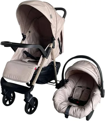 PRINSEL | Carriola y Autoasiento para Bebé Portofino LX Beige con Portabebé Plegado a una Mano - Mejor Oferta