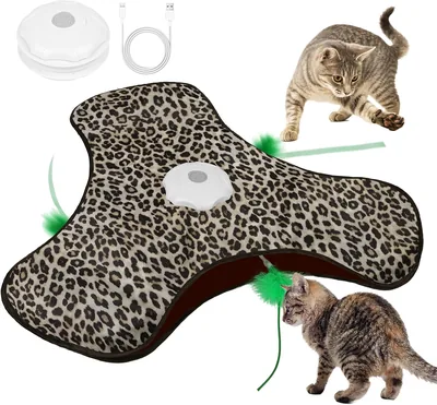 AUYAO Katenspeelgoed Elektrisch Thuis - 3 Modussen, Verstopspel, Interactief Speelgoed voor Thuis, Verborgen Veer, USB Opladen (Leopard)