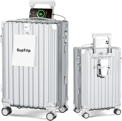 SupTrip スーツケース キャリオン 大型 超軽量 マルチ機能 ショックプルーフ USBポート コップホルダー付き 50%オフ
