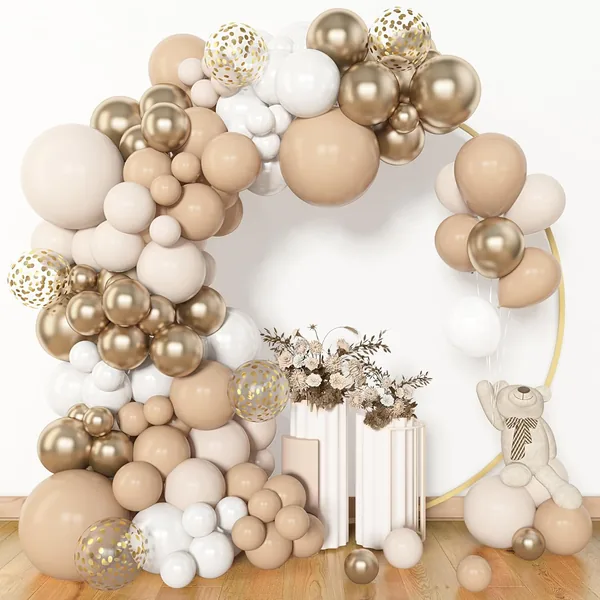 BlueCloudy Pack of 153 Balloon Garland White Sand Bow Kit