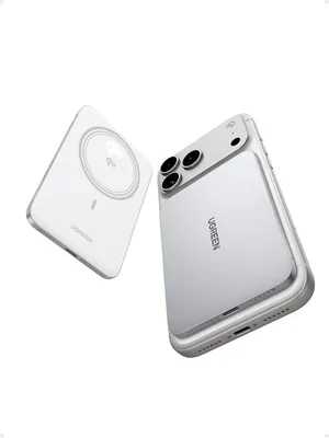UGRENs MagFlow Air Ultra Slim 5000mAh Magnetisk Power Bank, Wit (8.6mm, 128g), Qi2 & PD 20W