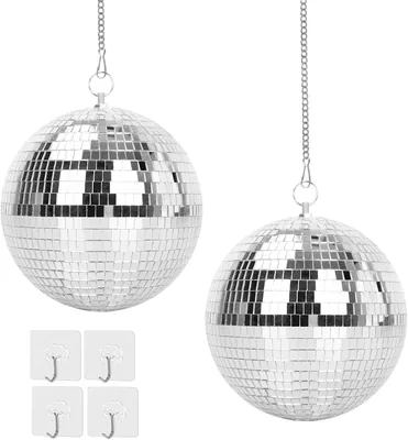 Ensemble de 2 boules miroir Qingyiwl 15cm, boule disco suspendue avec crochet | Boule décorative pour fête DJ