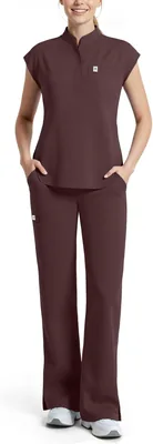 Conjunto de exfoliantes para mujer Dvoliaw: sin mangas, cuello alto, pantalón recto, 11 bolsillos