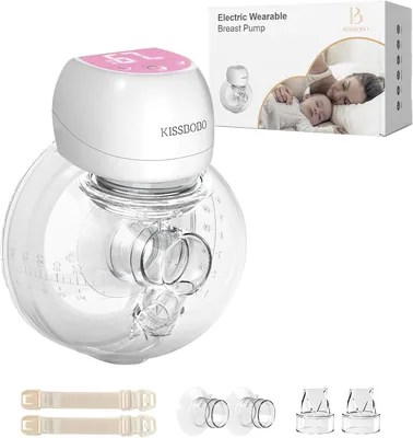 KISSBOBO 1508 Pompa Elettrica Per Seno Indossabile, 193 g (Rosa, 1 Pezzo) | Contenitore da 180 ml, 3 Modalità, 9 Livelli, Batteria da 1200 mAh