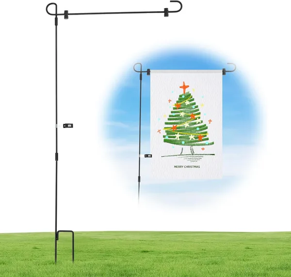 Garden Flag Holder Stand 4 Pack 34 Inch Wrought Iron Flag Poles for 13-Inch Flags Rust Resistant with Anti-Wind Clips for Yard Lawn and Seasonal Decor