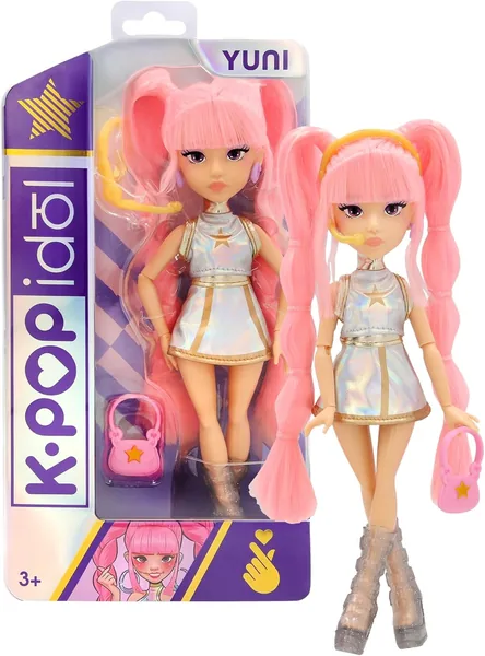 K-POP IDOL Yuni Fashion Doll Moonlight Style Pink Braided Hair 3 Accessory Outfits