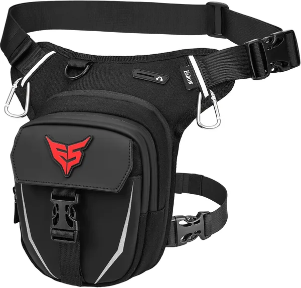 Borsa per Gambe Eshow Estensibile per Uomini, con Fascia Riflettente, Clip per Bottiglie e 2 Moschettoni per Escursionismo