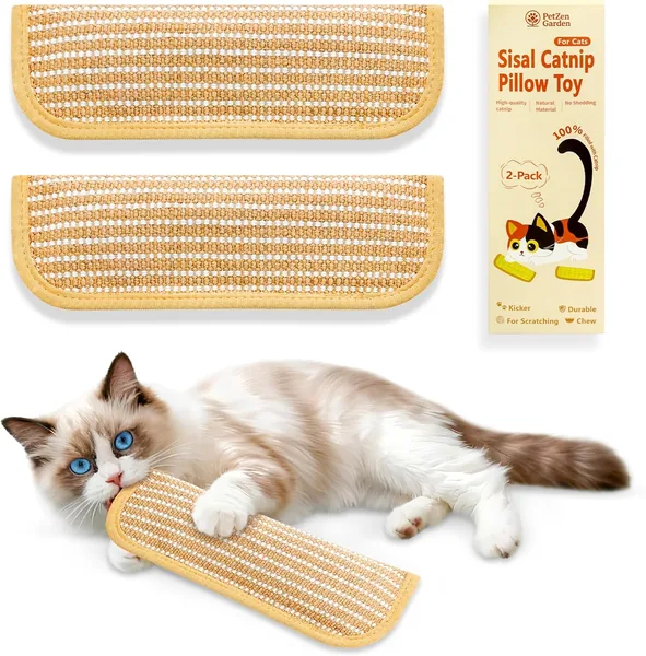 Sisal Catnip Pillow Toy Kickers, 2 Pack Interactive Catnip Toys