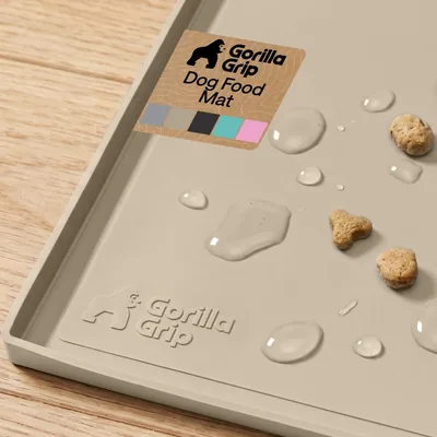 GORILLA GRIP Waterproof Dog Food Mat Beige