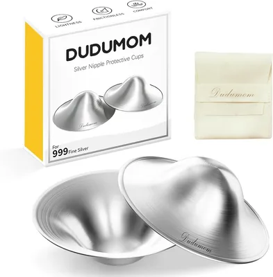 The Original Silver Nursing Cups - 999 Silver Shield, X-Large | Sore Relief, Breastfeeding Shields Essential Metal Guards